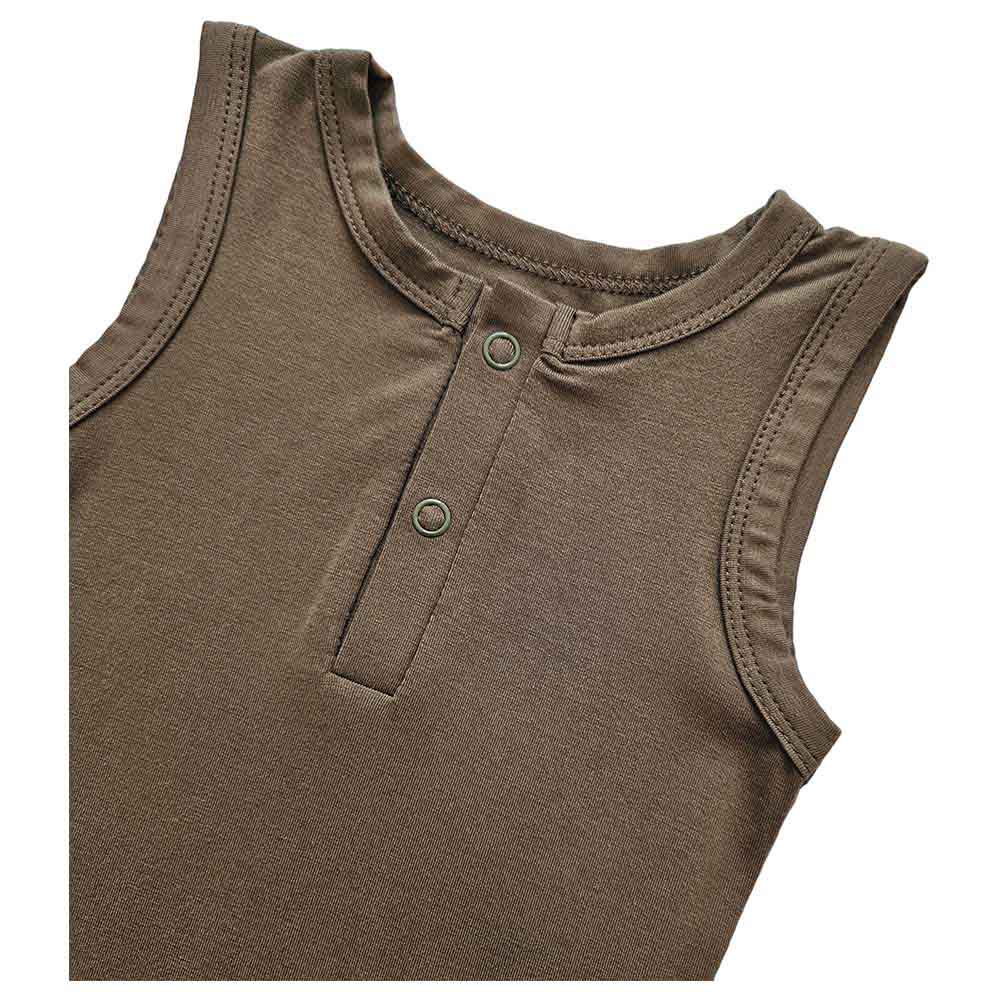 Issy & Lilo Sleeveless Bamboo Bodysuit Olive - Green