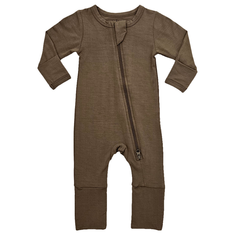 Issy & Lilo Smart Bamboo Zipper Romper Olive - Green