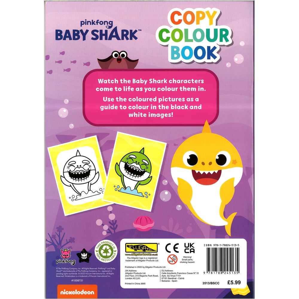 Nickelodeon Pinkfong: Baby Shark Copy Colour Book 