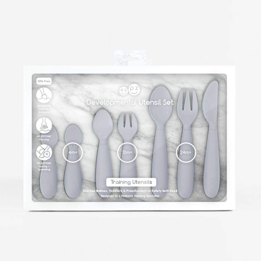 Ezpz Developmental Utensil Set - Pewter