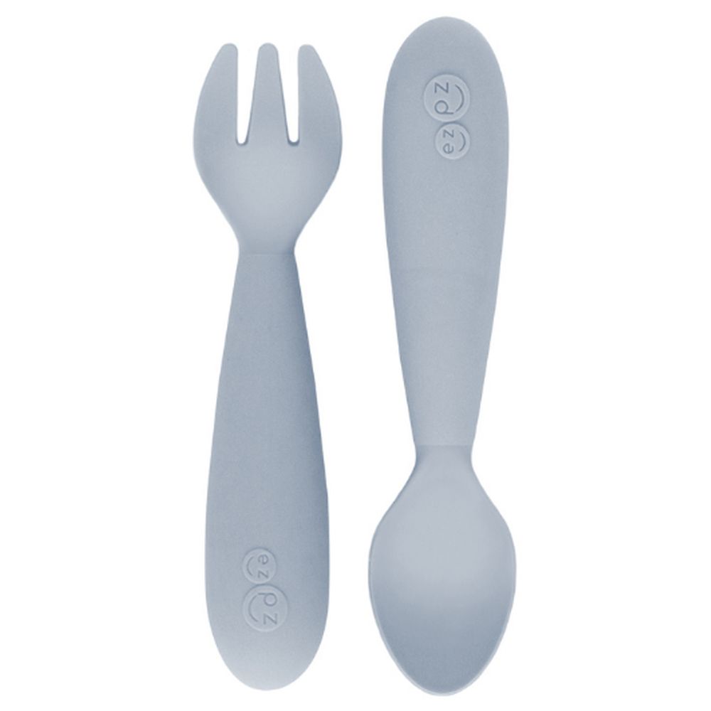 Ezpz Mini Utensils (Spoon + Fork) - Pewter