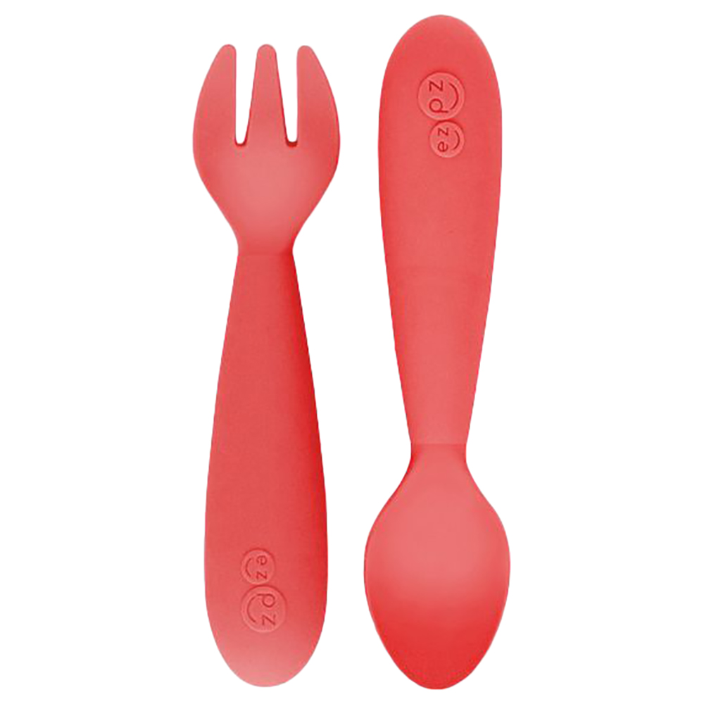 Ezpz Mini Utensils: Spoon & Fork - Coral