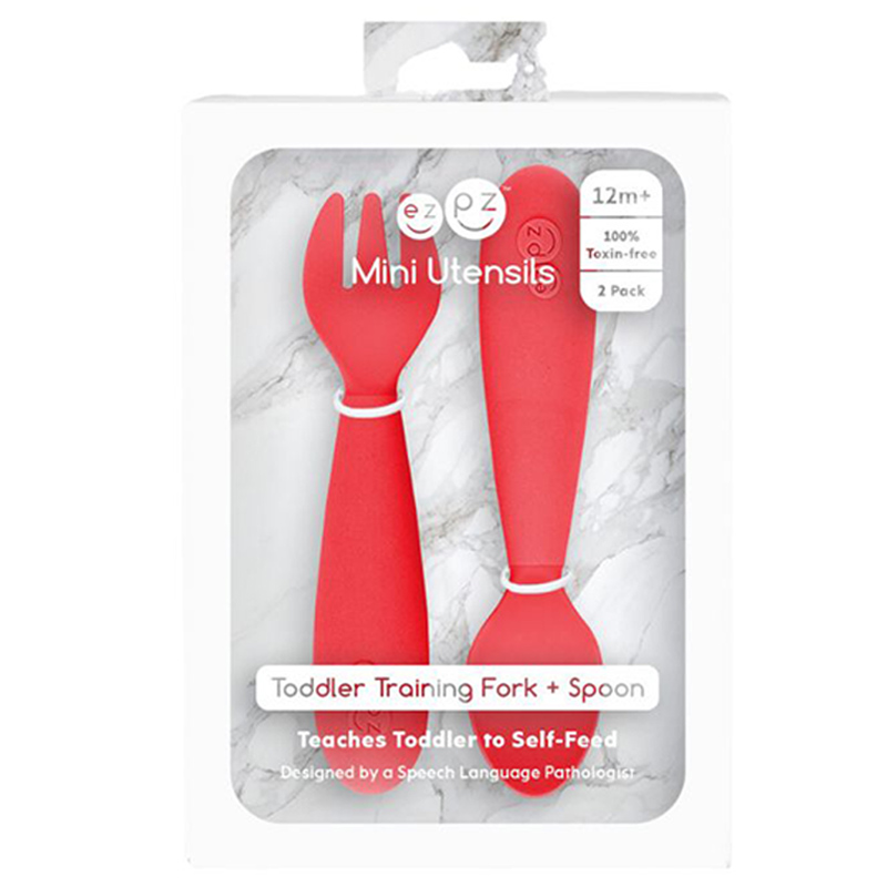 Ezpz Mini Utensils: Spoon & Fork - Coral