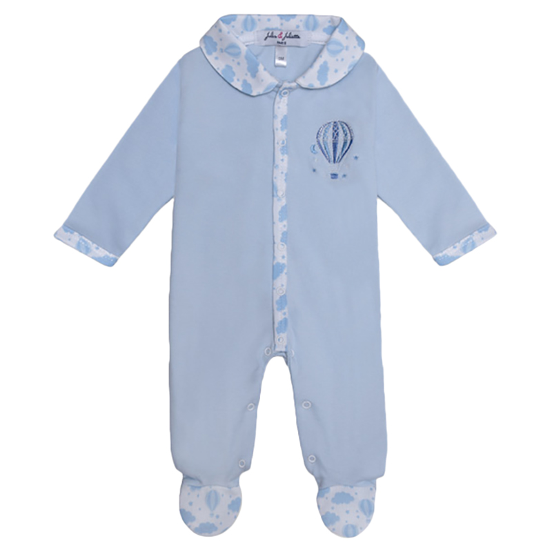 Jules & Juliette Charlie Balloon Print Baby Pyjama Sky - Blue
