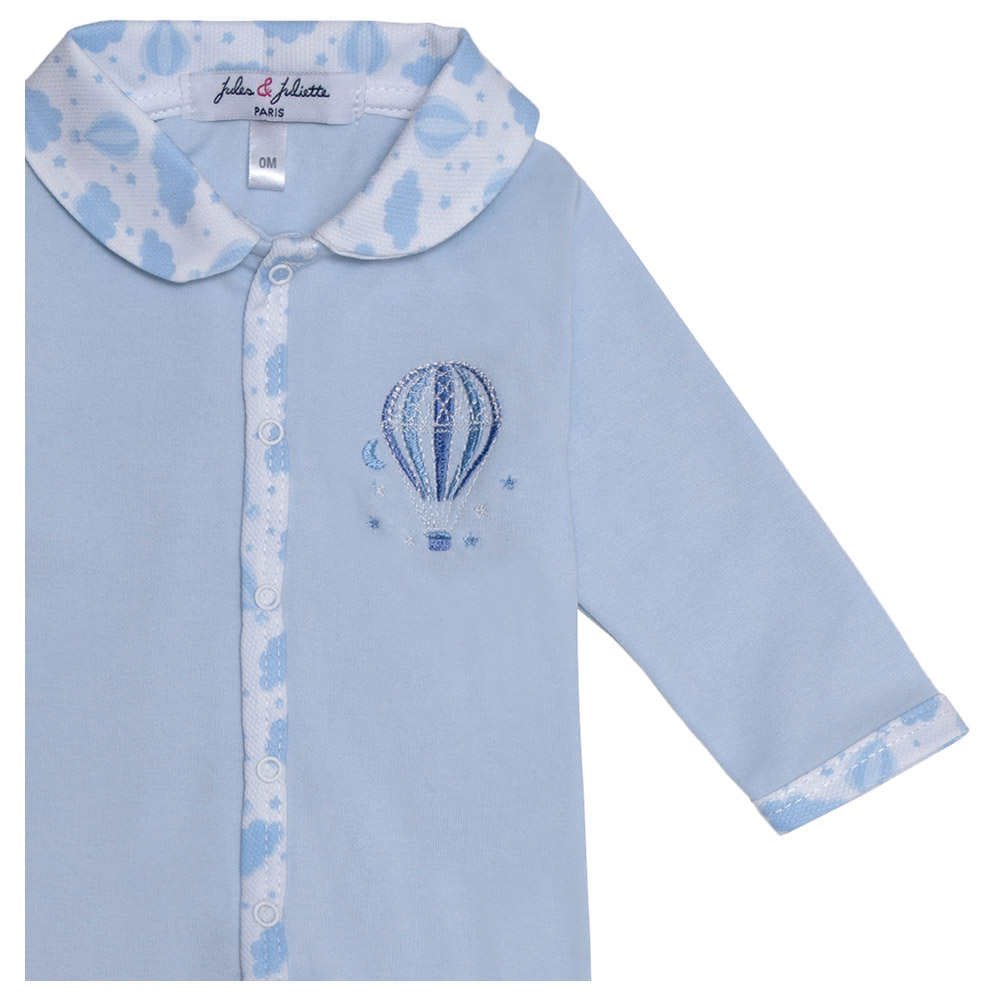 Jules & Juliette Charlie Balloon Print Baby Pyjama Sky - Blue