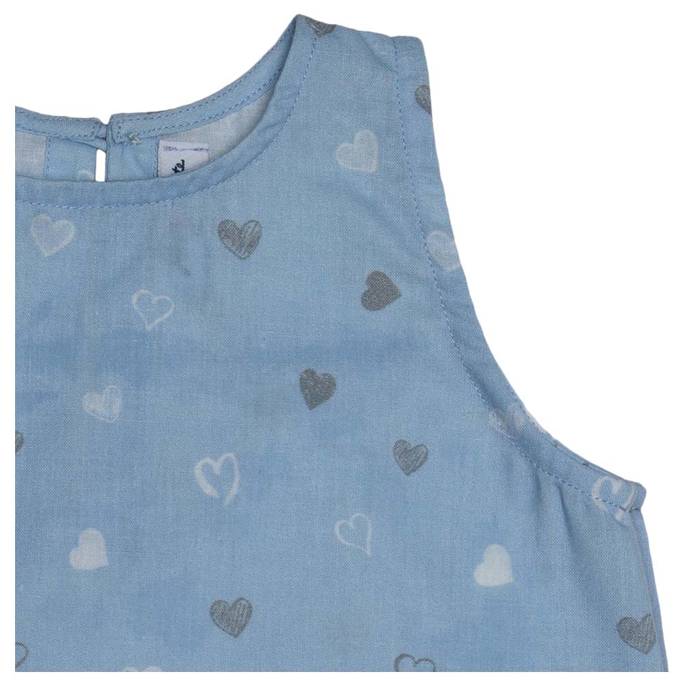 Jules & Juliette - Baby Girl Fleur Cotton Blouse - Blue Hearts