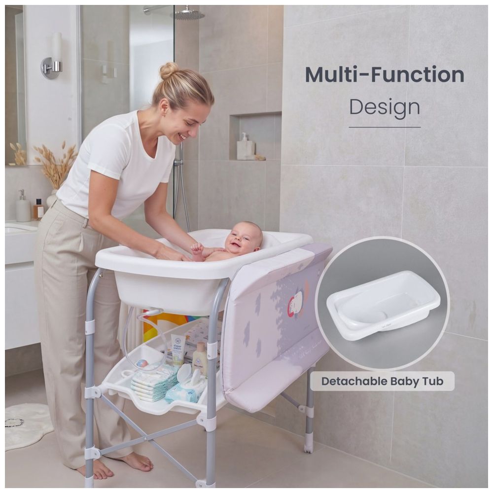 Jikel Ripple Standing Bath & Changing Table - Beige