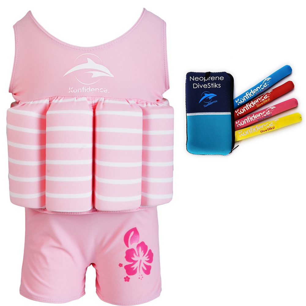 Konfidence - Float Suit - Pink Stripe