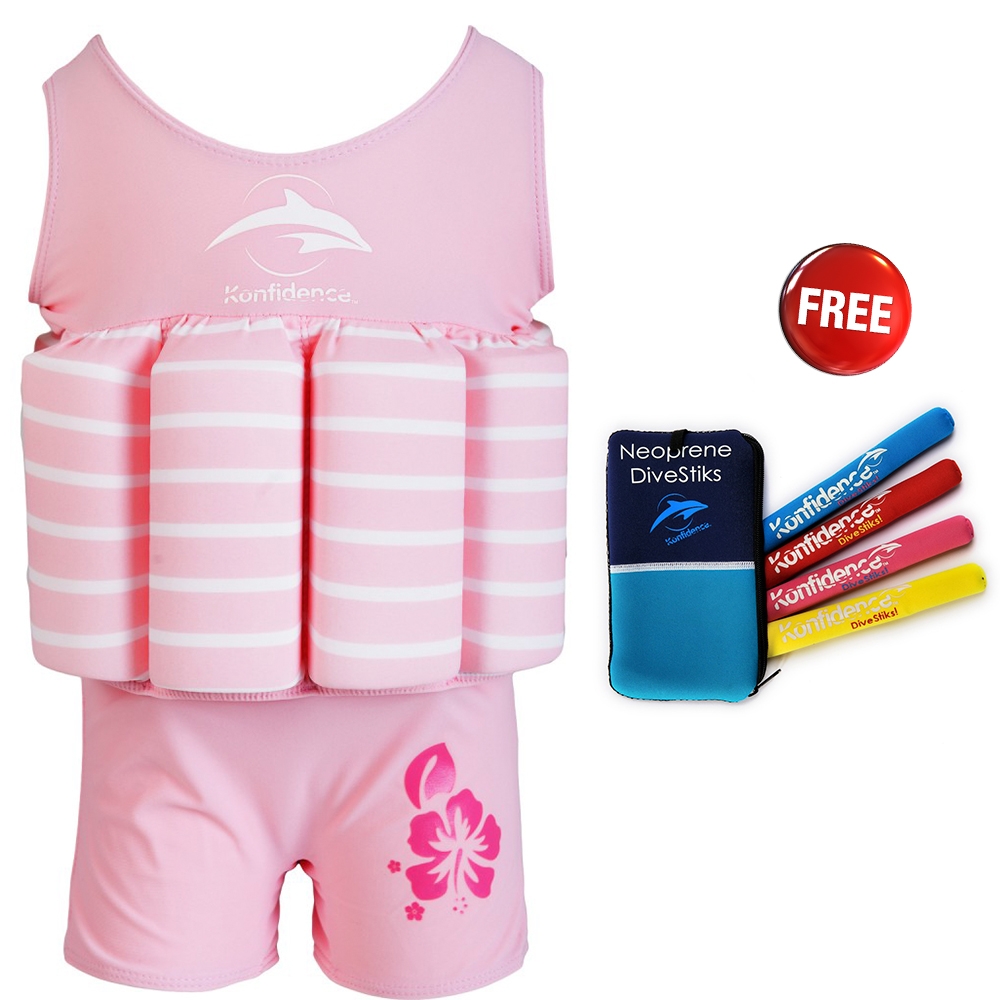Konfidence - Float Suit - Pink Stripe