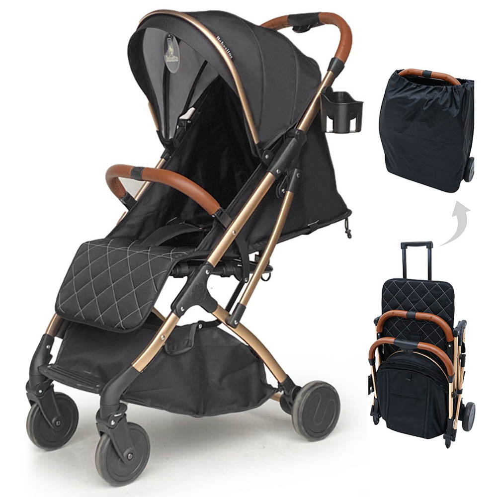 Bebesitos - Chic Travel Cabin Stroller Fast Folding With Hand Trolley - Black