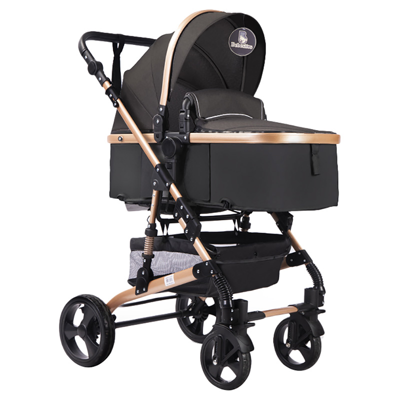 Bebesitos - 3-In-1 Luxury Newborn Pram Stroller With Reversible Bassinet - Black