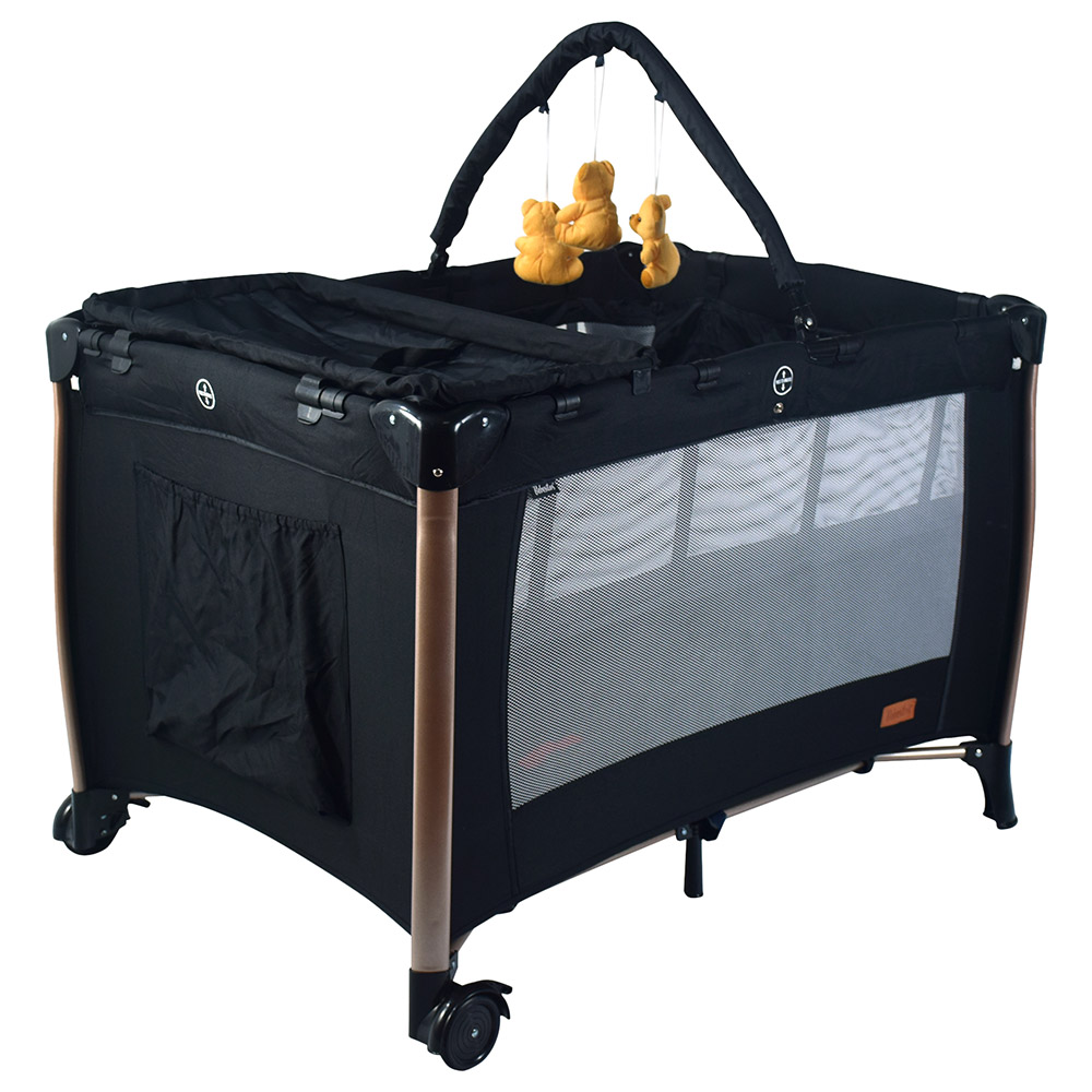 Bebesitos - Deluxe Baby Bed Playard & Travel Cot With Gold Frame - Black
