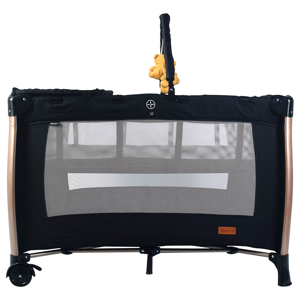 Bebesitos - Deluxe Baby Bed Playard & Travel Cot With Gold Frame - Black