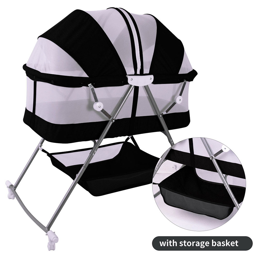 Bebesitos 2-In-1 Portable Lightweight Baby Cradle/Bassinet With Rocking Mode - Black