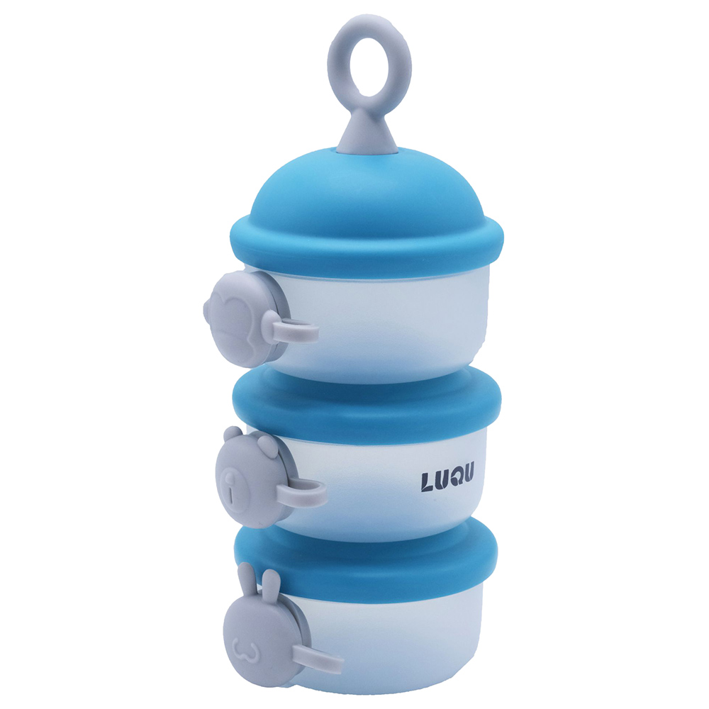 Luqu Cartoon Milk Powder Container 3 Layer Side Open - Blue