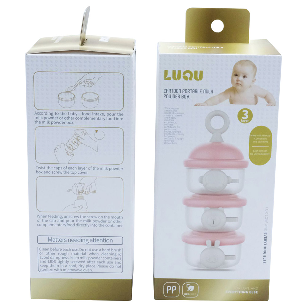 Luqu Cartoon Milk Powder Container 3 Layer Side Open - Blue