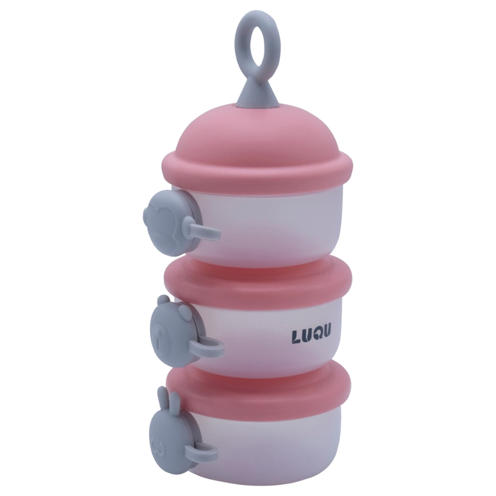 Luqu Cartoon Milk Powder Container 3 Layer Side Open - Pink