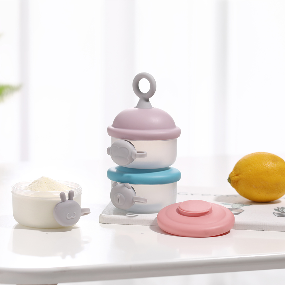 Luqu Cartoon Milk Powder Container 3 Layer Side Open - Pink