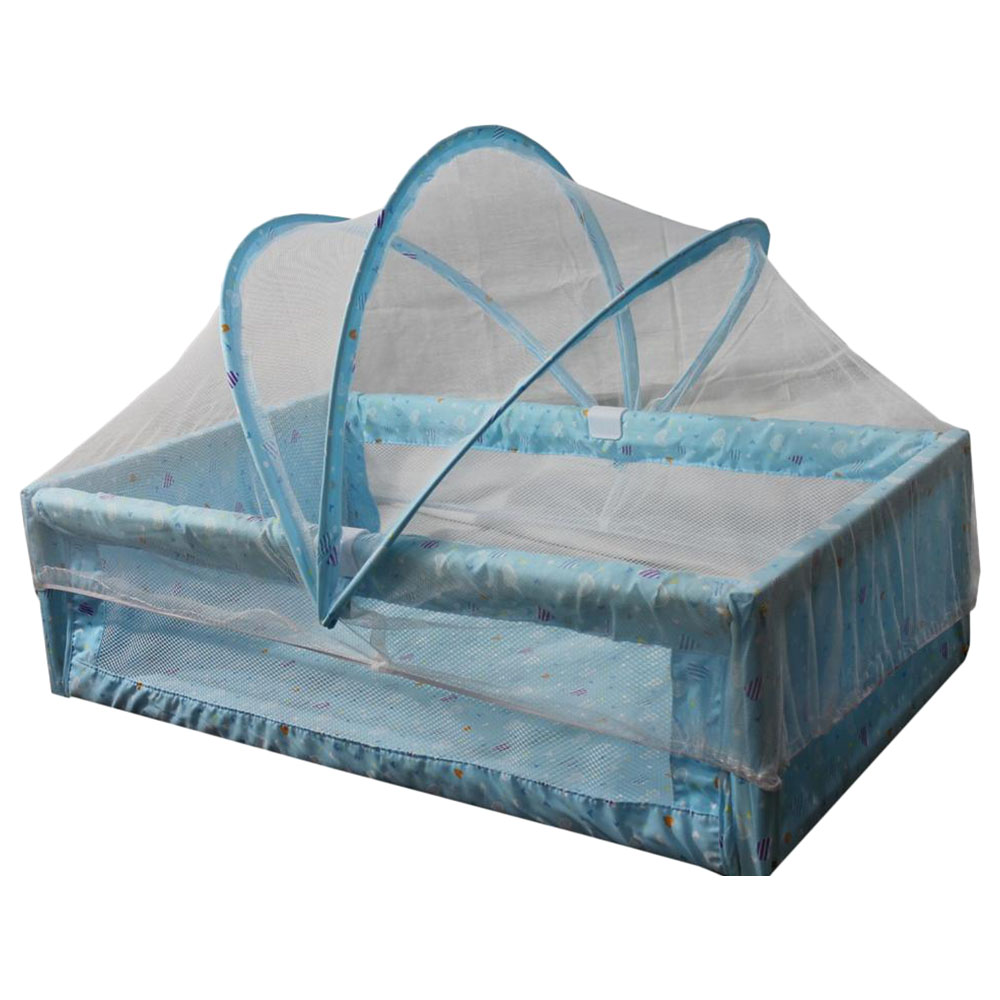 Baby Love Wood Bed WithMosquito Net Blue