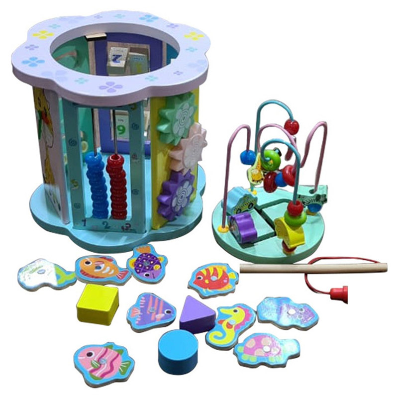 Baby Love - Wooden Activity Cube House Gear Four-Sided