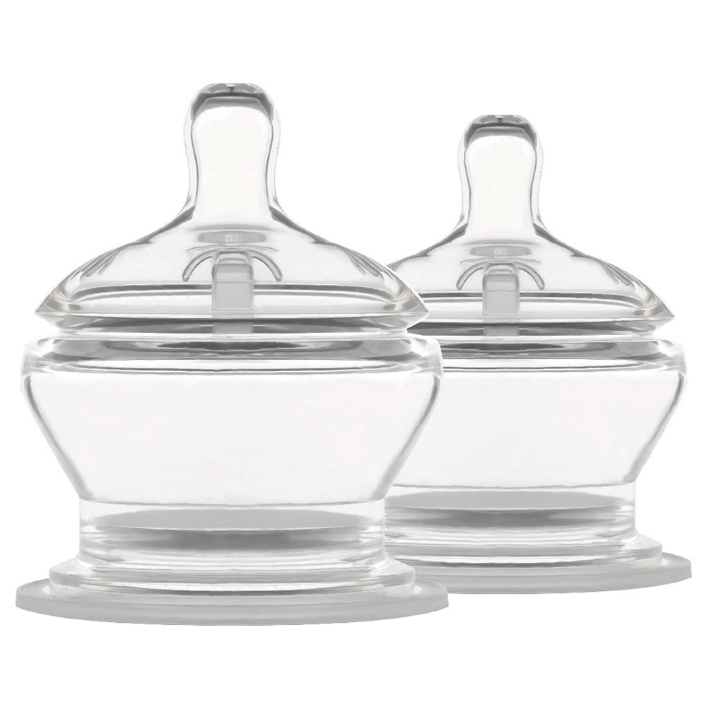 PopYum - Stage 1 Slow Flow Nipples, Pack of 2 - Clear