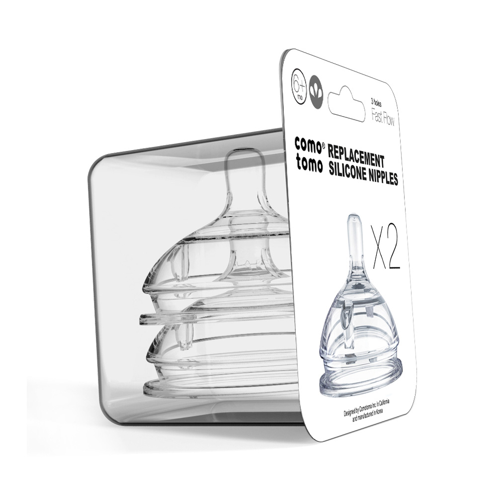 Comotomo - Silicone Bottle Nipples - Fast Flow - Pack of 2