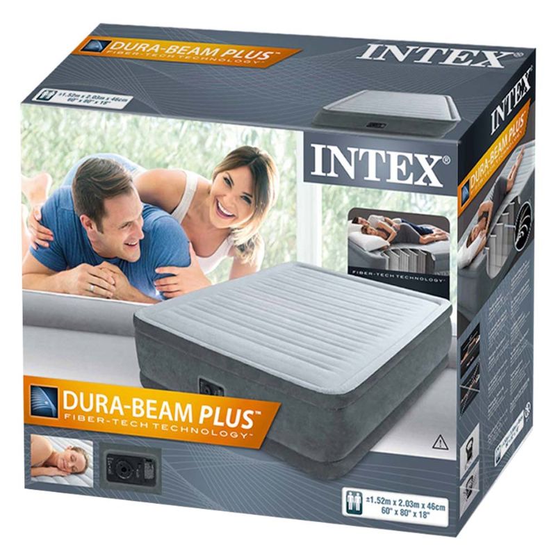 Intex - Queen Comfort-Plush Elevated Airbed Kit