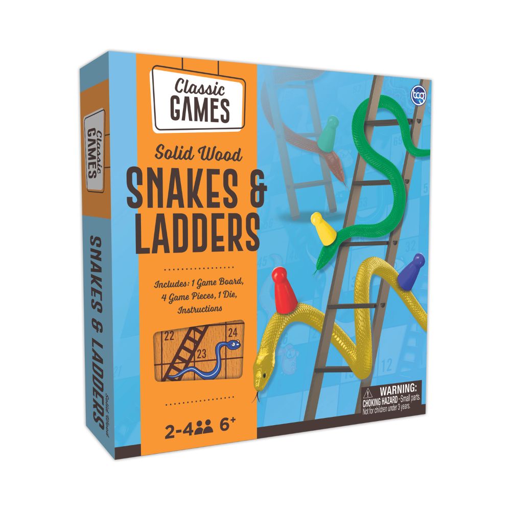 TCG - Premium Wooden Snakes & Ladders Board Game