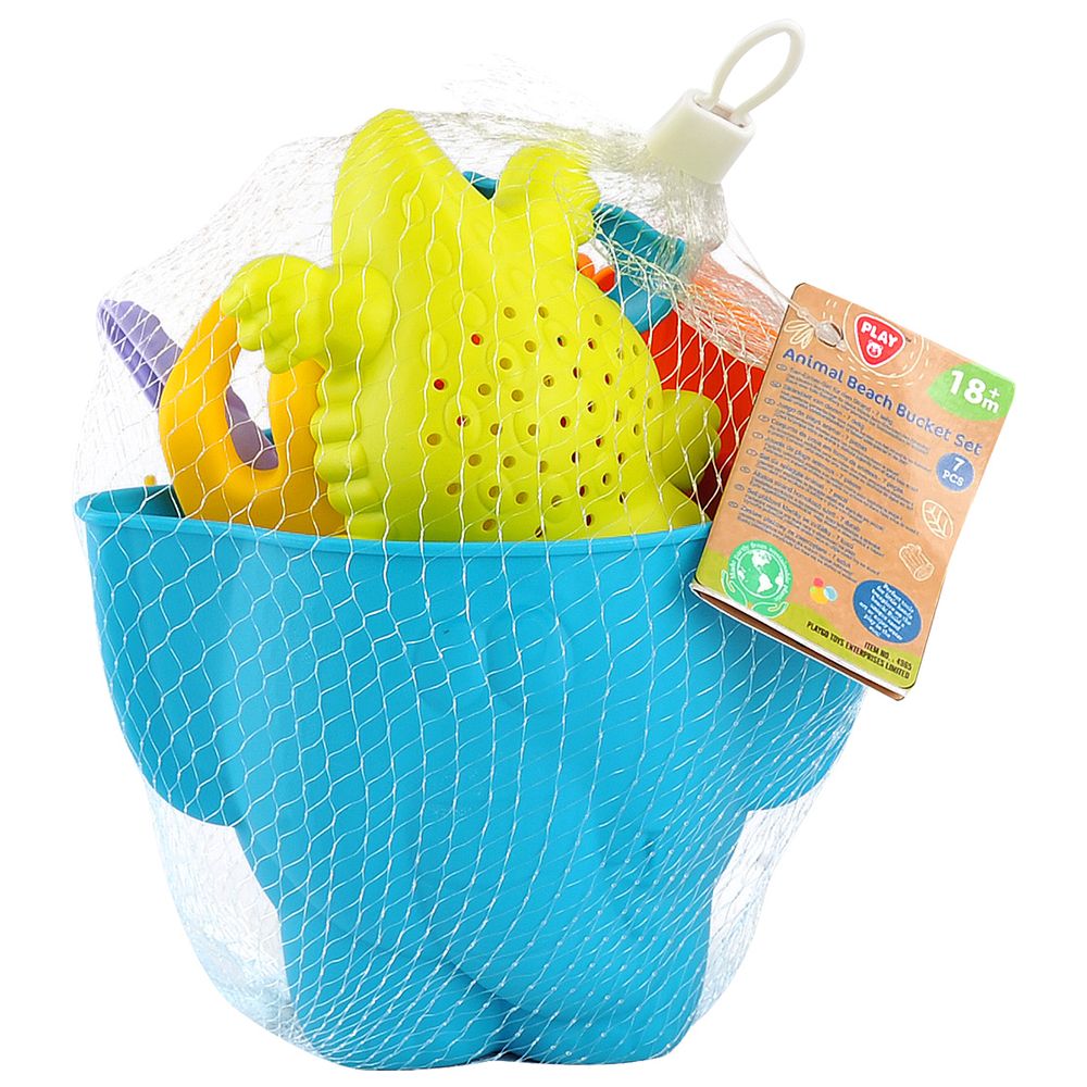 Playgo - Bio-Based Plastic - Animal Beach Bucket Set - 7pc-Set