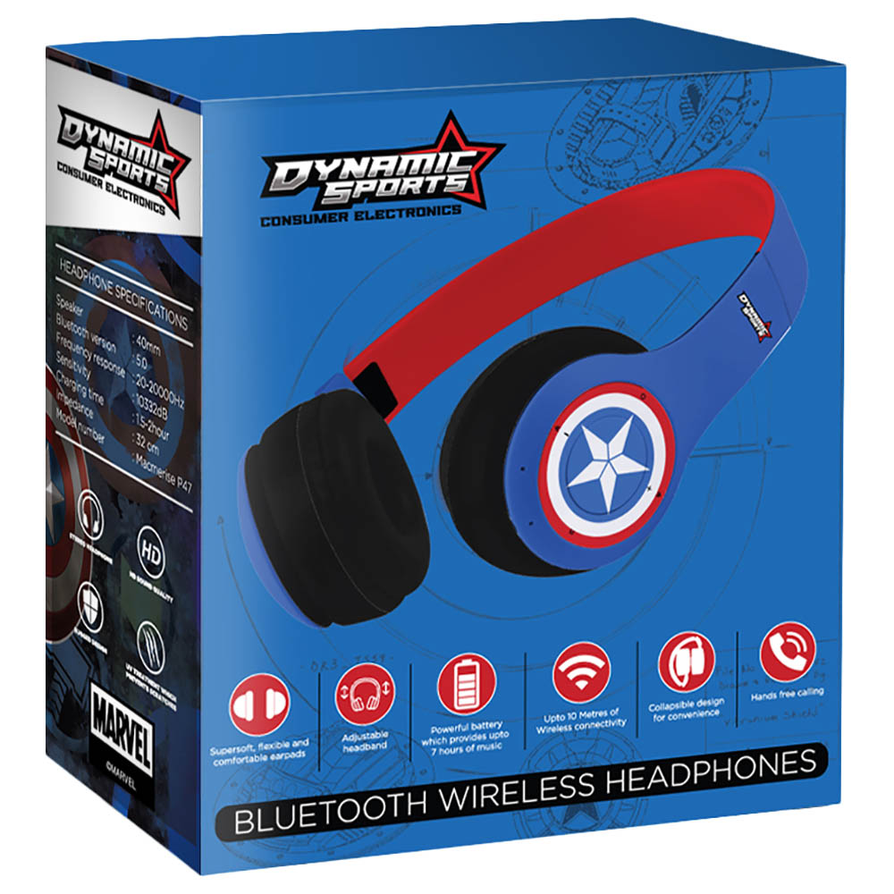 Dynamic Sports - Disney Captain America Headphones - Blue