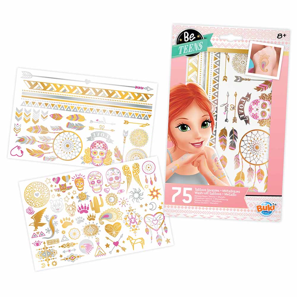 Buki France - 75 Wash-Off Tattoos Kit - Metallic