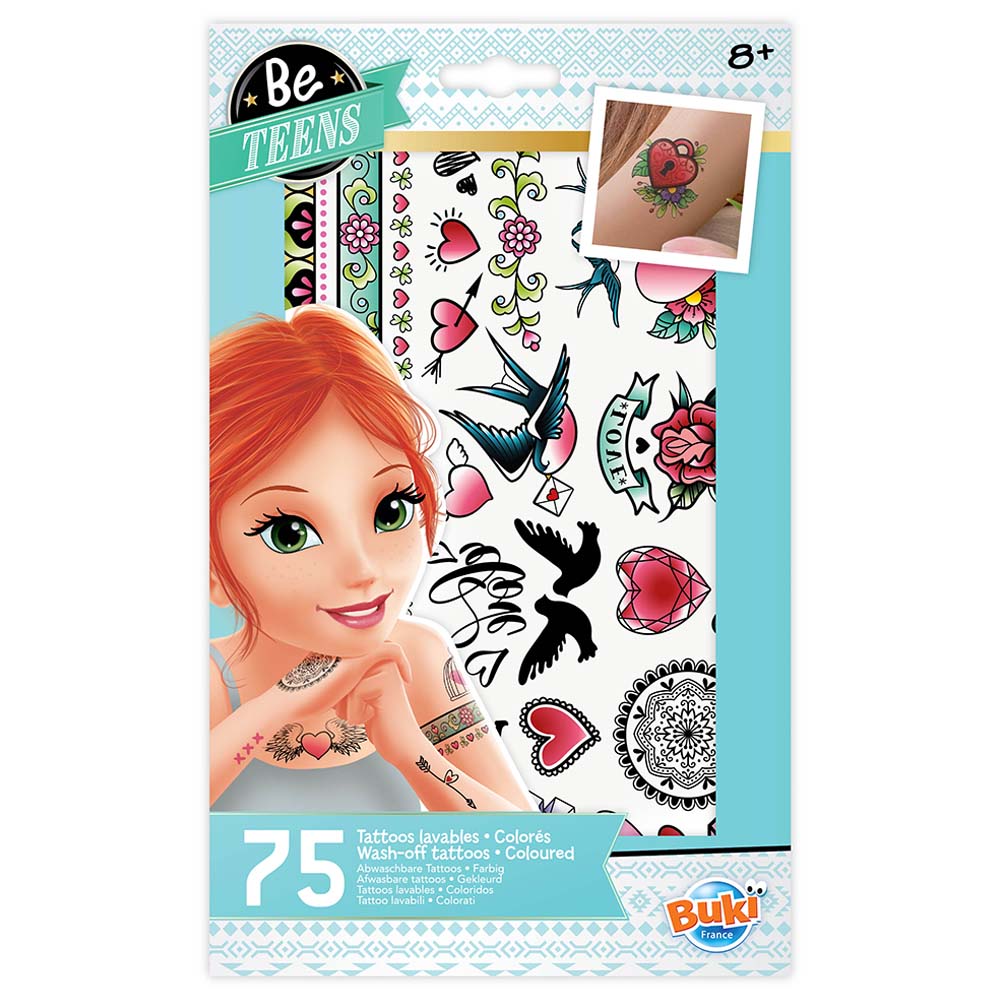 Buki France - 75 Wash-Off Tattoos Kit - Coloured