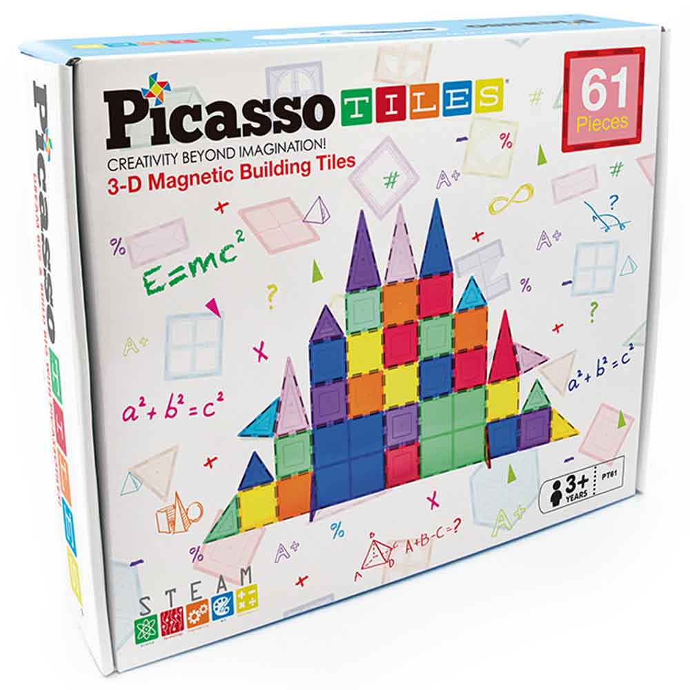 Picasso Tiles - 3D Magnetic Building Tiles - 61Pcs