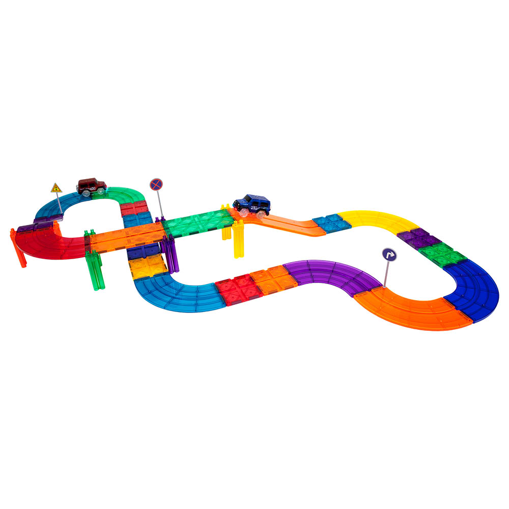 Picasso Tiles - Racing Track Set With Led Cars - 30pcs