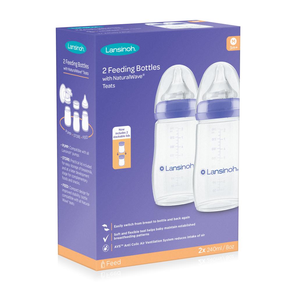 Lansinoh Feeding Bottles 240ml With Naturalwavetm Teat - Pack of 2