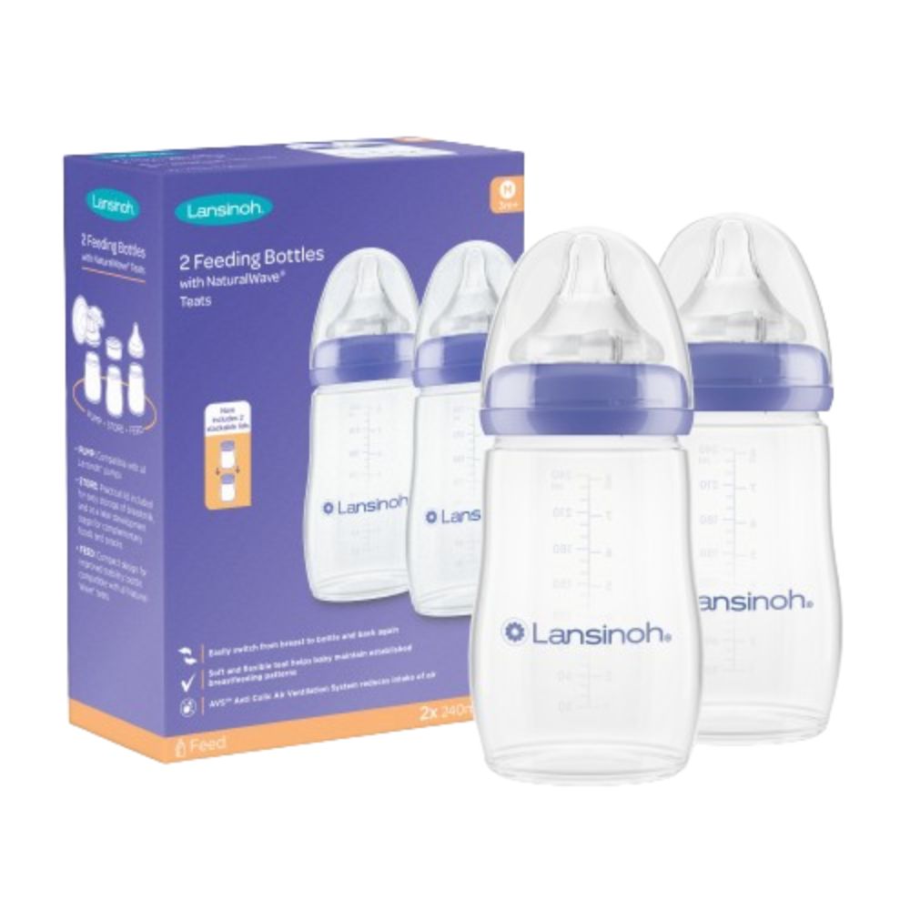 Lansinoh Feeding Bottles 240ml With Naturalwavetm Teat - Pack of 2