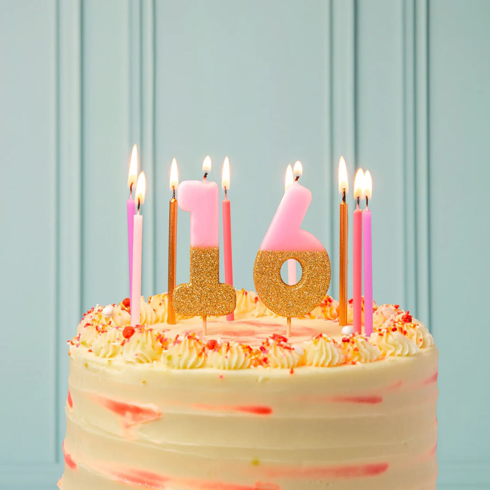 Talking Tables - We Heart Birthdays Glitter Number Candle 1 - Pink