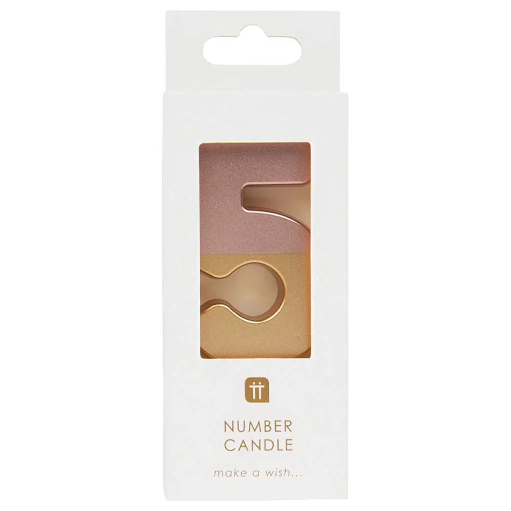 Talking Tables - Dipped Number Candle - 5 - Rose Gold