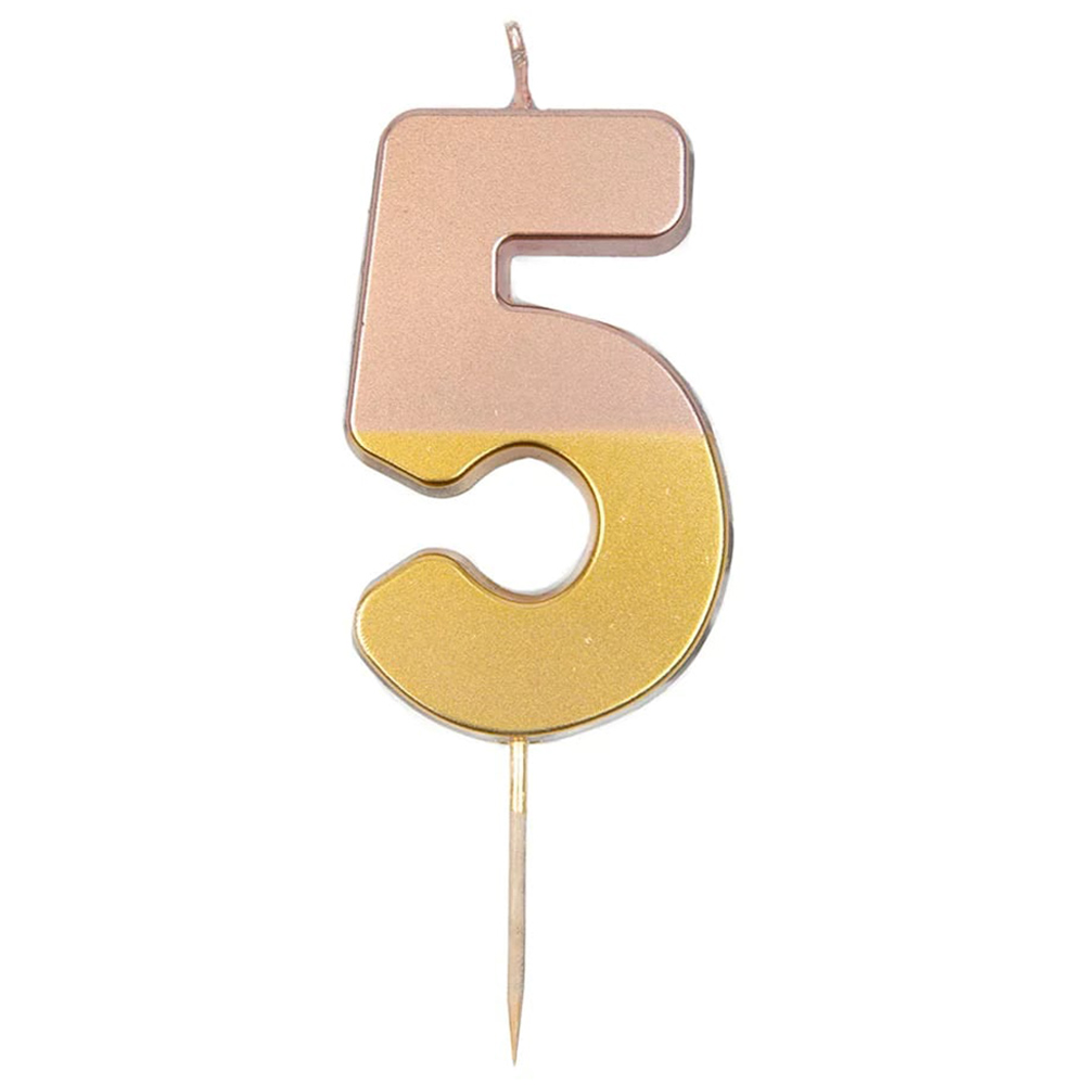 Talking Tables - Dipped Number Candle - 5 - Rose Gold