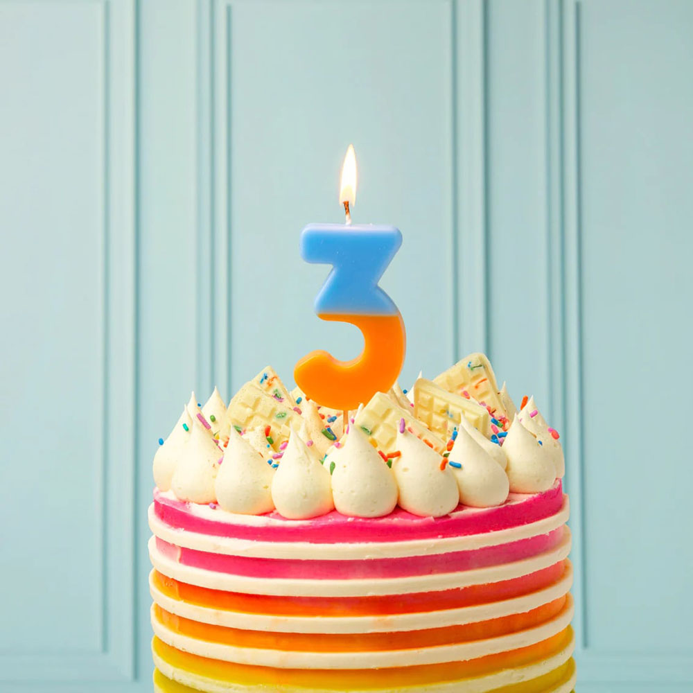Talking Tables - We Heart Birthdays Candle - 3 - Orange