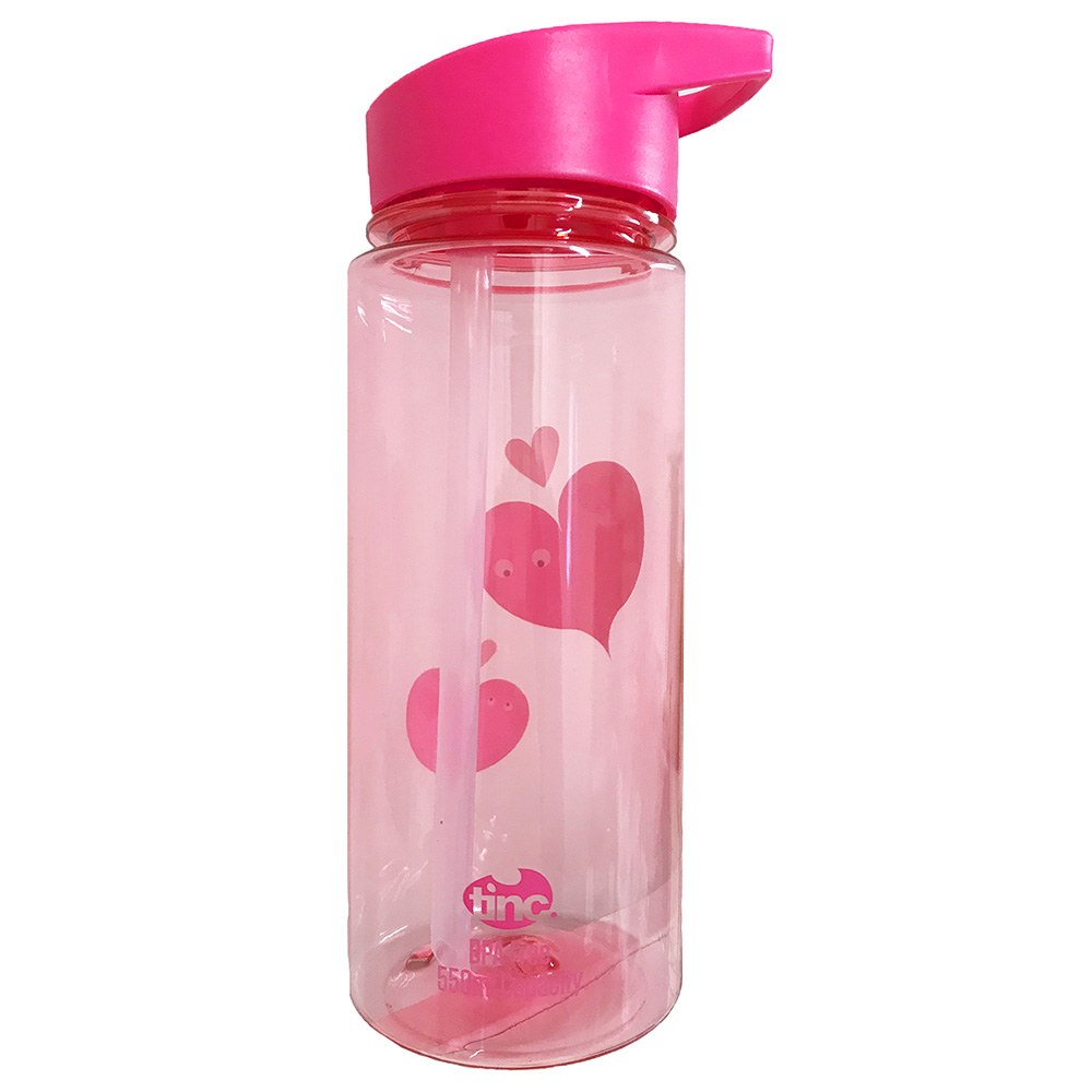 Tinc - Mallo Flip Straw Water Bottle - Pink - 550ml