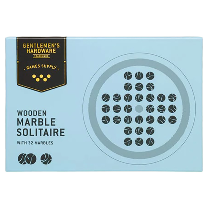 Gentlemen's Hardware - Wooden Marble Solitaire - Blue