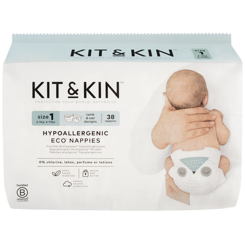 Kit & Kin - Eco Diapers Size 1-2-5kg - 38 Diapers