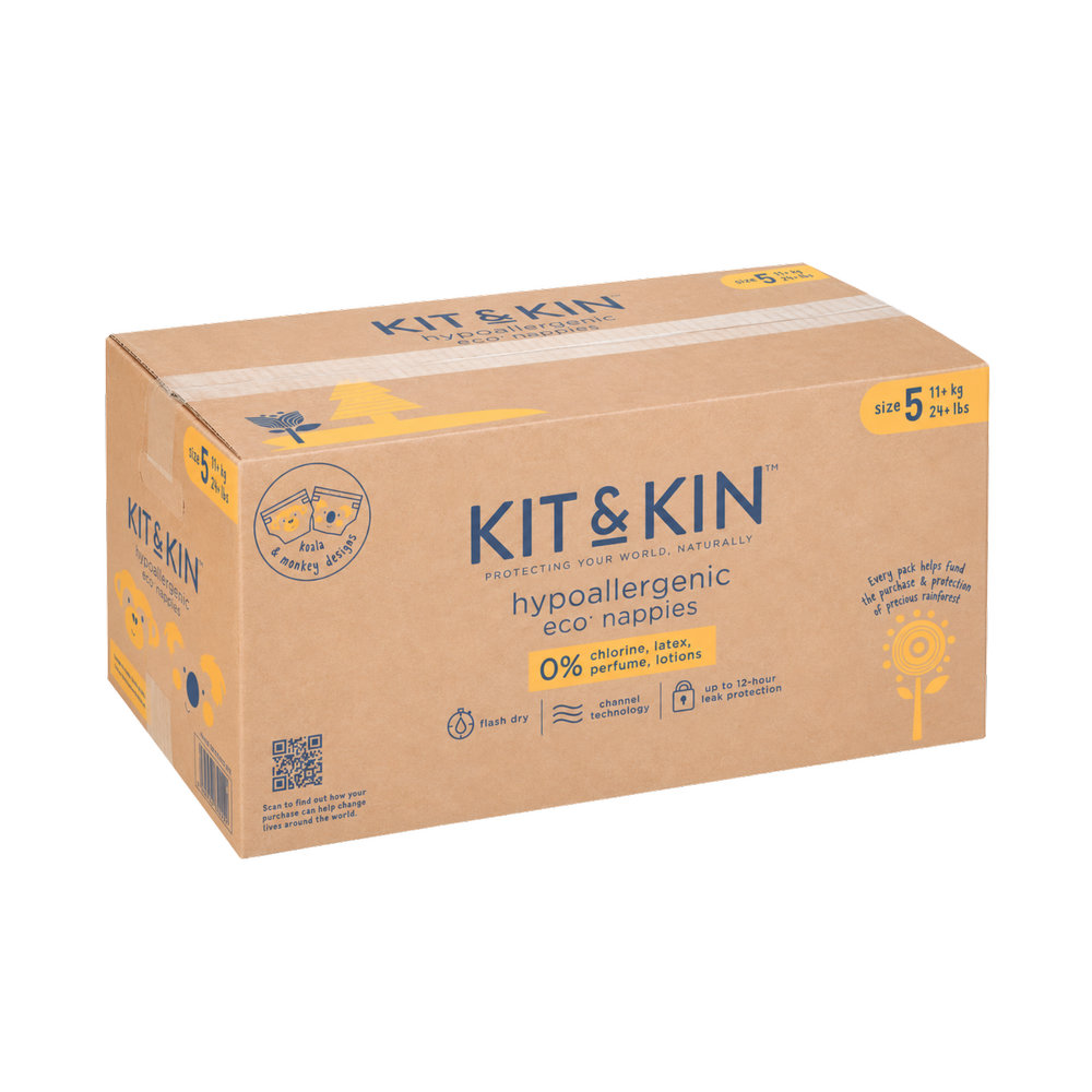 Kit & Kin Eco Diapers Size 5 - 11+ kg - Pack of 4 - 112 Diapers