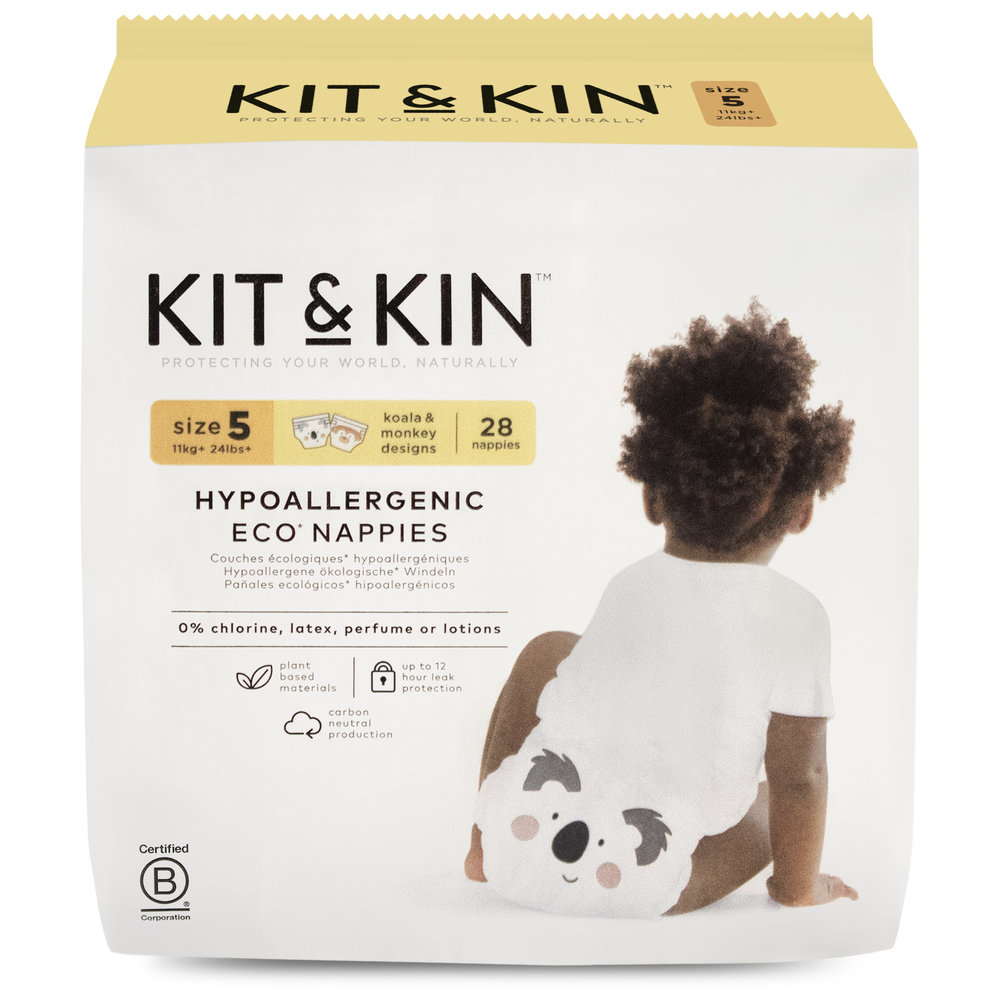 Kit & Kin Eco Diapers Size 5 - 11+ kg - Pack of 4 - 112 Diapers