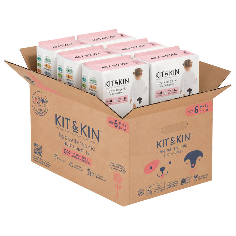 Kit & Kin - Eco Diapers Size 6 - 14+kg - Pack Of 4 - 96 Count
