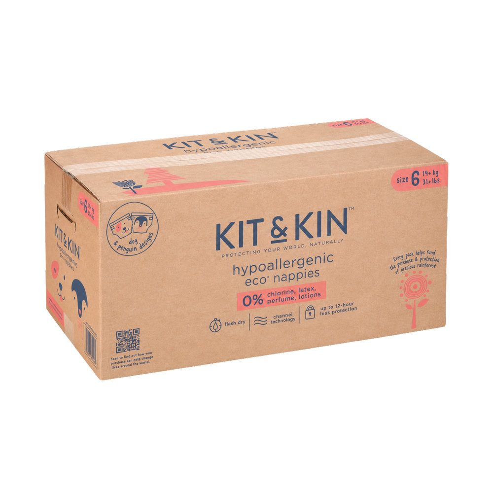 Kit & Kin - Eco Diapers Size 6 - 14+kg - Pack Of 4 - 96 Count