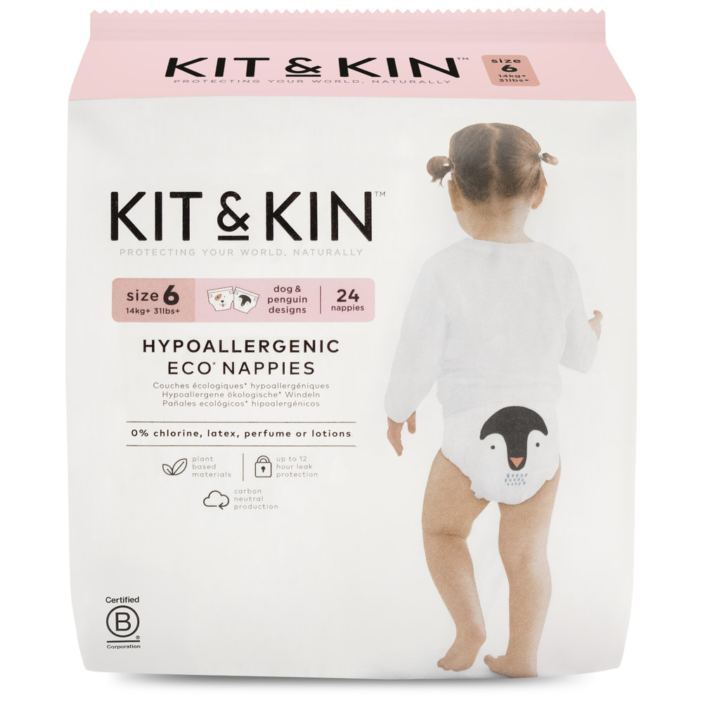 Kit & Kin - Eco Diapers Size 6 - 14+kg - Pack Of 4 - 96 Count