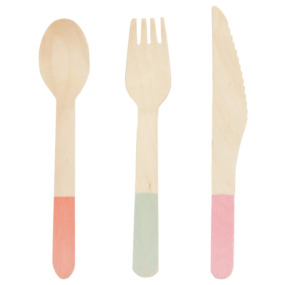 Talking Tables - We Heart Pastels Wooden Cutlery - 36pcs