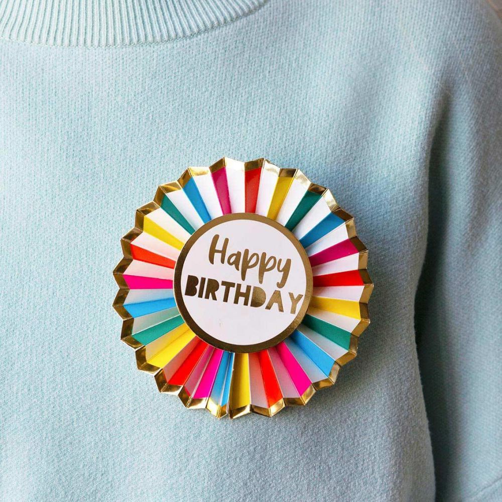 توكينغ تيبلز - شارة Happy Birthday - رينبو وفويل ذهبي